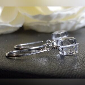 Sundance Artisan Rock Crystal Clear Quartz & .925 Sterling Earrings